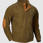 Men's retro corduroy patchwork casual stand collar sweatshirt