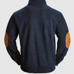 Men's retro corduroy patchwork casual stand collar sweatshirt