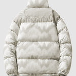 Men's ink painting stitched stand collar padded puffer jacket