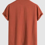 Men's Cotton Linen Lapel Short Sleeve Shirt
