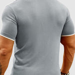 Men's Color Block Striped Casual Knit Polo Shirt