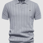 Men's solid color knitted texture casual short-sleeved POLO