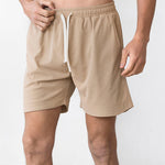 Men's Solid Color Waffle Drawstring Elastic Waist Casual Shorts