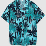 Men's Tropical Coconut Hawaiian Print Casual Beach Vacation Short Sleeve Shirt