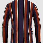 Men's striped jacquard lapel button-down sweater