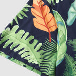 Men's Cotton-Linen Hawaiian Floral Print Resort Short Sleeve Shirt