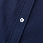 Men's Solid cotton casual lapel solid color short-sleeved shirt