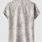 Men's Botanical Print Casual Short Sleeve Shirt