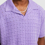 Men's solid color hollow V-neck knitted short sleeves