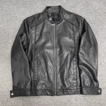 PU Stand Collar Slim Jacket