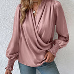 Zeagoo Elegant V-neck Lantern Sleeve Blouse Temperament Solid Color Shirt for Women Casual Work Office Loose Fit 2026 | Under $40