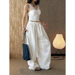 Women's High-waisted Pleated Belted Wide-leg Casual Trousers