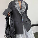Lace-paneled Collar Striped Casual Suit Jacket