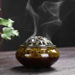 Buddha Stones Flower Pattern Ceramic Blessing Meditation Incense Burner Decoration