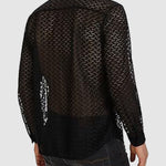 Men's Sexy Geometric Lace Hollow Long Sleeve Shirt