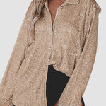 Zeagoo Solid Color Button-down Long-sleeve Sequined Cardigan Shirt for Women Casual Loose Business Casual 2026 | Under