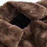 Faux Fur Textured Notch Lapel Overcoat