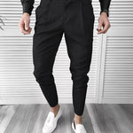 Men's Solid Color Zipper Fly Casual Pants