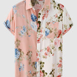 Men's Hawaiian Floral Patchwork Short Sleeve Shirt