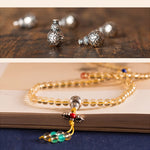925 Sterling Silver 108 Mala Beads Natural Citrine Red Agate Amber Pleasure Charm Bracelet