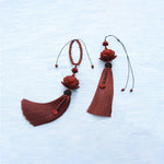 Buddha Stones Tibetan Small Leaf Red Sandalwood Lotus Luck Protection Tassel Decoration (Extra 35% Off | USE CODE: FS35)