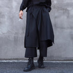Faux Two-piece Wide-leg Asymmetrical Skirt Pants