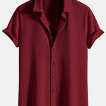 Muscle Fit Ribbed Button Up Shirt & Elastic Waist Straight Leg Trousers