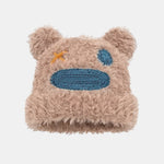 Fluffy Bear Ear Design Cute Beanie Hat Suitable For Autumn Winter