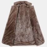 Faux Fur Lined Long Line PU Leather Coat
