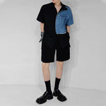 Denim Contrast Panel Short Sleeve Shirt