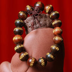 Buddha Stones Tibetan Rosewood Heart Sutra Engraved Cure Bracelet