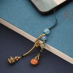Buddha Stones Gold Swallowing Beast Family Luck Key Chain