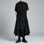 Japanese Loose Shirt and Asymmetrical Skirt-Pants Two-piece Set