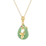 Buddha Stones Jade Oval Pattern Blessing Fortune Necklace Pendant