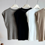 Women's U Neck Flutter Sleeve Knit Drop Shoulder Tee