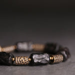 Buddha Stones Tibetan Ebony Wood Copper Calm Peace Bracelet