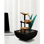 Buddha Stones Three Layers Waterfall Fountain Tabletop Lotus Ornaments With River Rocks Desktop Decoration