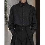 French Retro Striped Ruffled Collar Shirt