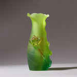 Buddha Stones Feng Shui Lotus Handmade Liuli Crystal Art Piece Home Office Offering Decoration