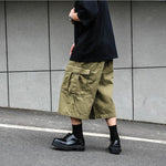 Vintage-style Multiple Pockets Cropped Trousers