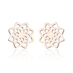 Buddha Stones Tibetan Lotus Pattern New Beginning Stud Earrings