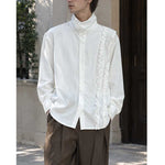 French Retro Striped Ruffled Collar Shirt