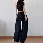 Retro Pleated Straight Wide-leg Pants