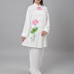 Buddha Stones Lotus Flower Leaf Pattern Tai Chi Meditation Prayer Spiritual Zen Practice Clothing Women's Set (Extra 30% Off | USE CODE: FS30)