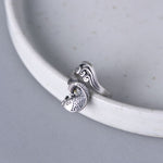 Buddha Stones 925 Sterling Silver Koi Fish Water Ripple Luck Wealth Ring