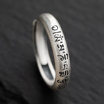 Buddha Stones 990 Sterling Silver Six True Words Om Mani Padme Hum Love Peace Ring (Extra 35% Off | USE CODE: FS35)