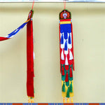 Buddha Stones Lotus Flower Eight Auspicious Symbols Meditation Enlightenment Colorful Tassels Wall Art