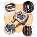 Buddha Stones Elephant Butterfly Embroidered Large Capacity Canvas Tote Bag Shoulder Bag