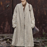 Ramie Hand-tied Tie-dyed Padded Thickened Women's Long Cotton Coat