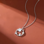Buddha Stones 925 Sterling Silver Year of the Rabbit Moonstone Moon Flower Pattern Necklace Pendant Bracelet Earrings